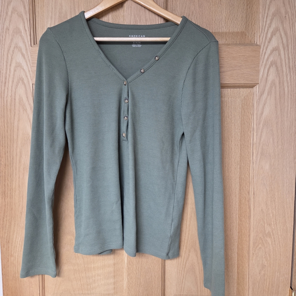 American Eagle Outfitters Women's Green Ribbed Top Size XL - Picture 1 of 6